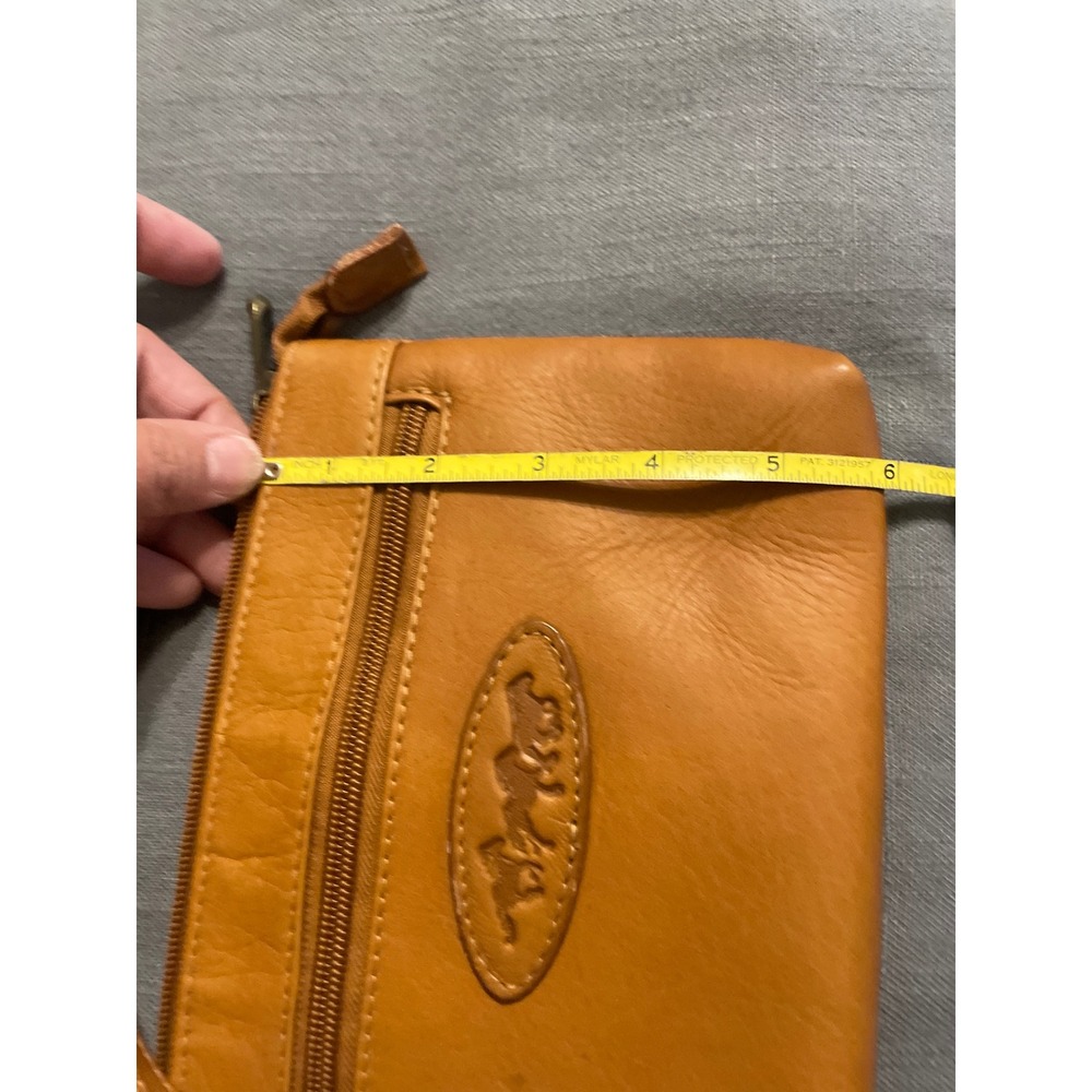 Western Tan Leather Wristlet Clutch Horse Embossed Pouch Bag Brass Hardware - Picture 4 of 4